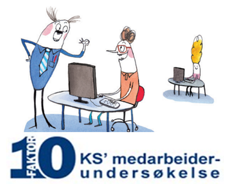 Illustrasjon av 10-faktor medarbeiderundersøkelse,av Pia Olsen for KS